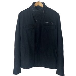 Twentyome mens black wool blend jacket size M Zippers and snaps zip in hoodie